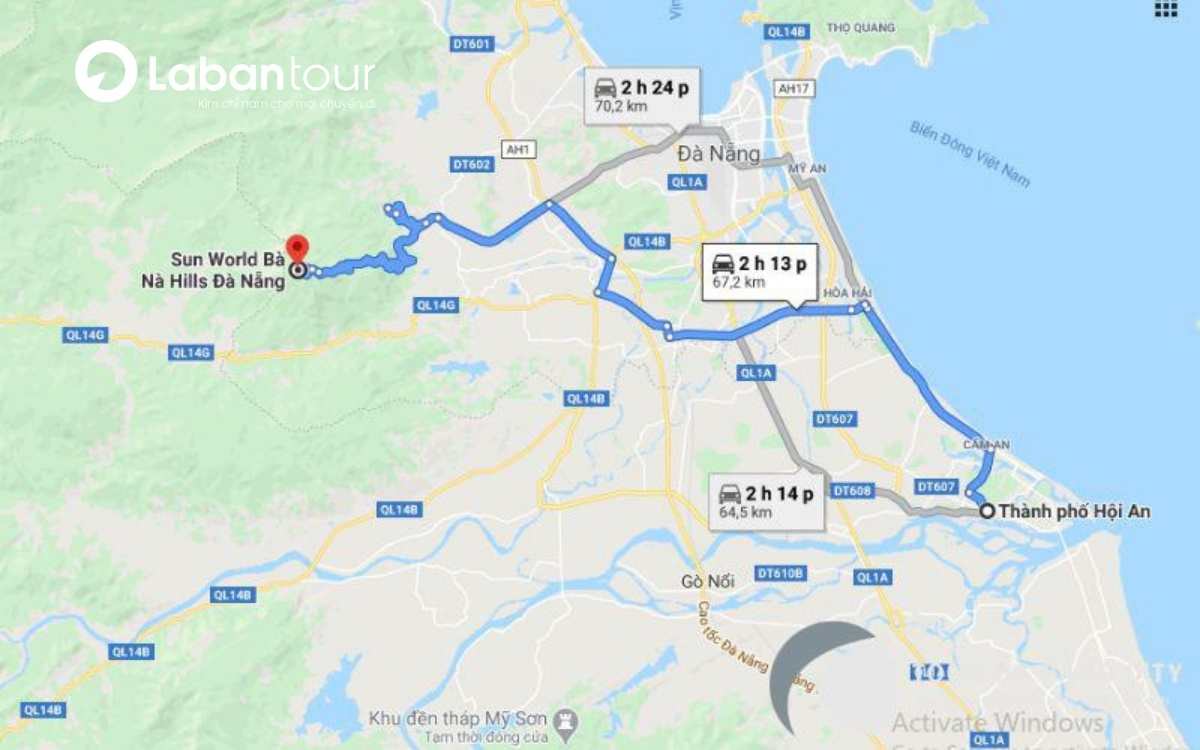 Khoảng cách từ Đà Nẵng đến Bà Nà Hills là bao nhiêu?