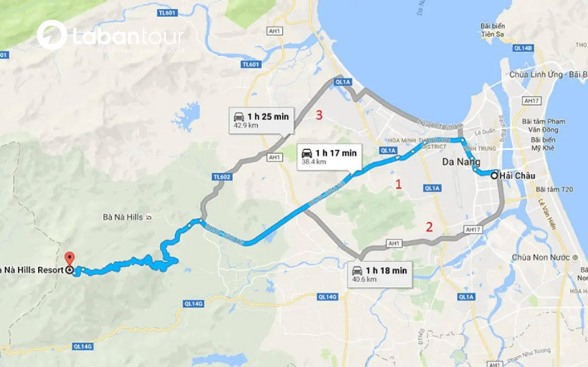 Di chuyển từ Đà Nẵng đến Bà Nà Hills theo tuyến đường Bà Nà - Suối Mơ