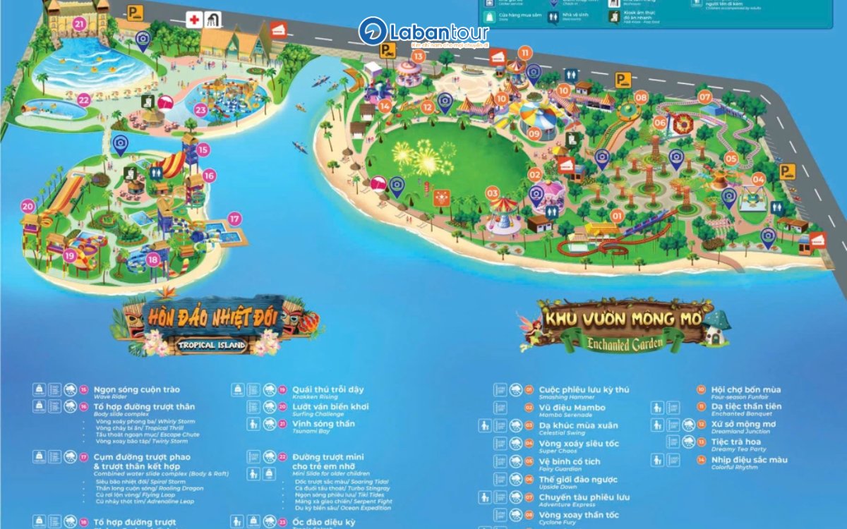 Bản đồ tổng thể công viên giải trí tại Công viên Grand Park 