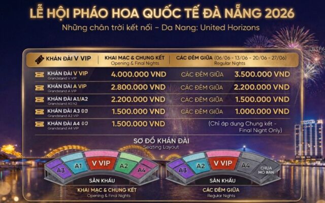 bảng giá vé pháo hoa quốc tế Đà Nẵng