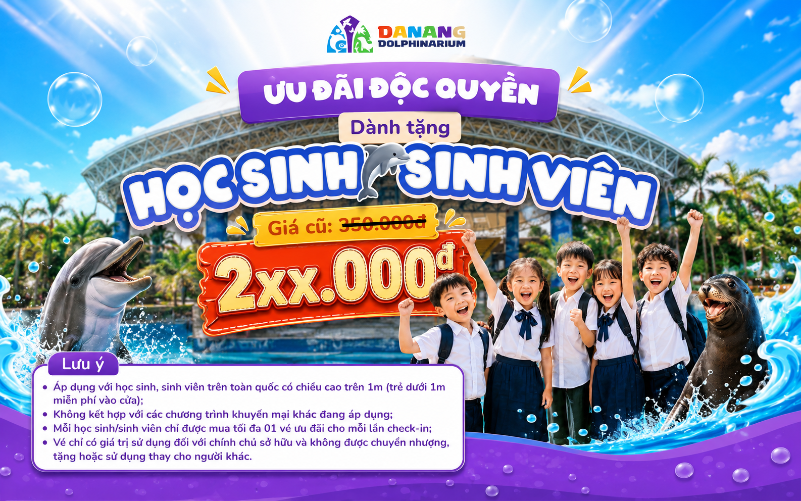 show cá heo và hải cẩu ưu đãi học sinh - sinh viên