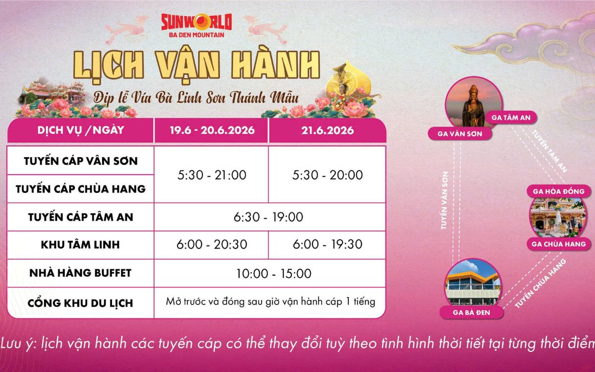 Cáp treo núi Bà Đen ưu đãi 50% mừng lễ vía bà