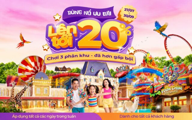VinWonders Vũ Yên ưu đãi đến 20%, chơi trọn 3 phân khu 