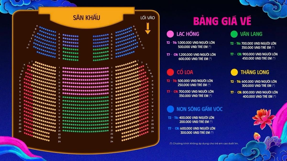 Sơ đồ vị trí ngồi xem show Đất Nước Thiên Hùng Ca show Đất Nước Thiên Hùng Ca